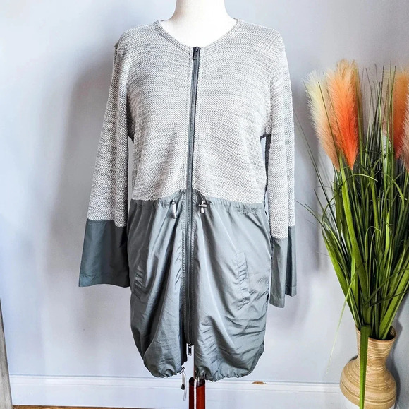 NIC+ZOE, Gray Green Lightweight Zip Front Tweed Nylon Anorak Jacket, Size Medium - Picture 2 of 15